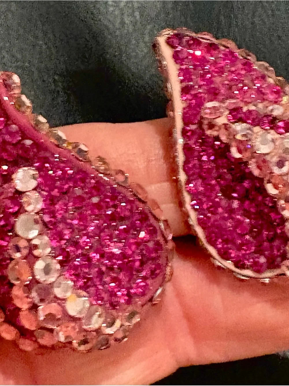 Vintage New Raspberry Bellini Pink Crystal Teardrop Earrings New Clip